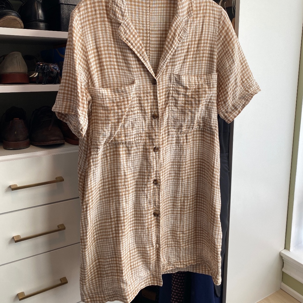 Everlane Checked Linen Workwear Dress